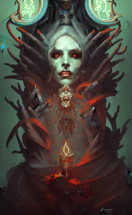 Image similar to portrait of the necromancer by peter mohrbacher, hyper detailed, lineart