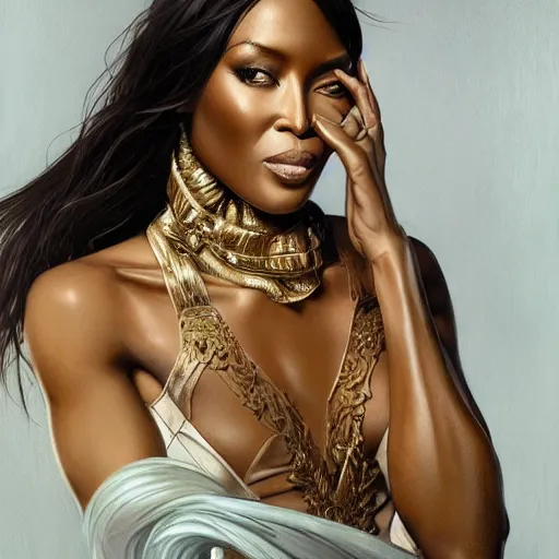 Prompt: full figure ultra realistic illustration, naomi campbell wearing an n 9 5 face mask, intricate, elegant, highly detailed, digital painting, artstation, concept art, smooth, sharp focus, illustration, art by artgerm and greg rutkowski and alphonse mucha