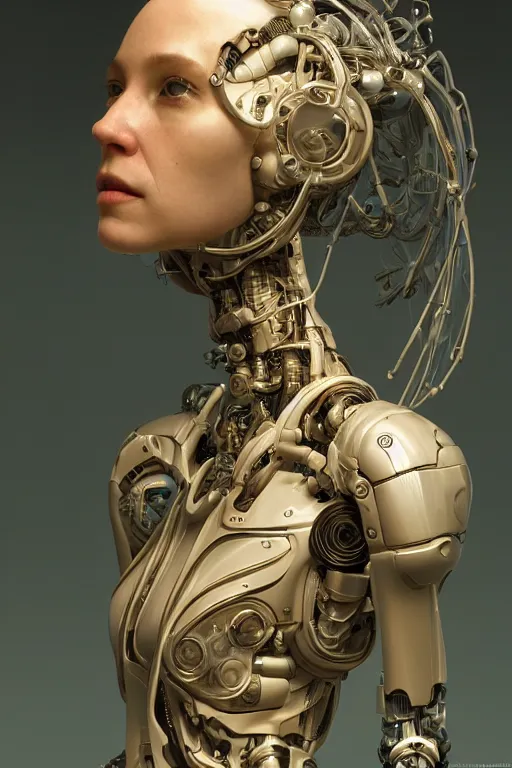 Image similar to portrait of a female robot mother, intricate, dystopian toy, sci-fi, extremely detailed, biopunk suit, digital painting, sculpted in zbrush, artstation, concept art, smooth, sharp focus, illustration, chiaroscuro lighting, golden ratio, incredible art by Stanley Artgerm Lau and Greg Rutkowski and Alphonse Mucha and simon stalenhag