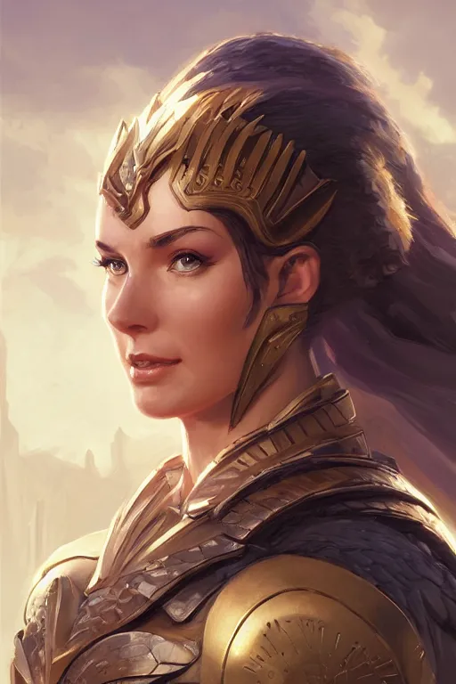 Image similar to amazon valkyrie athena, d & d, fantasy, portrait, highly detailed, headshot, digital painting, trending on artstation, concept art, sharp focus, illustration, art by artgerm and greg rutkowski and magali villeneuve