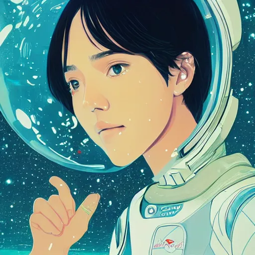 Image similar to jessica alba light novel illustration as an astronaut by makoto shinkai by victo ngai by by hokuskai