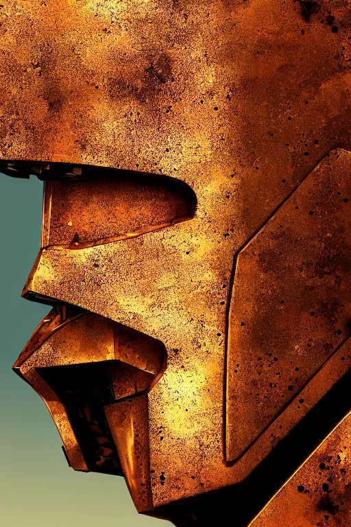 Prompt: a close-up portrait of a rusty and damaged robot, dramatic backlighting, golden hour, autochrome, high contrast, highly detailed, sharp focus, digital painting, concept art, illustration, rock, chiaroscuro, trending on artstation, art by lou romano and Steven Stahlberg