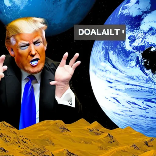 Prompt: planet earth being swallowed by Donald Trump