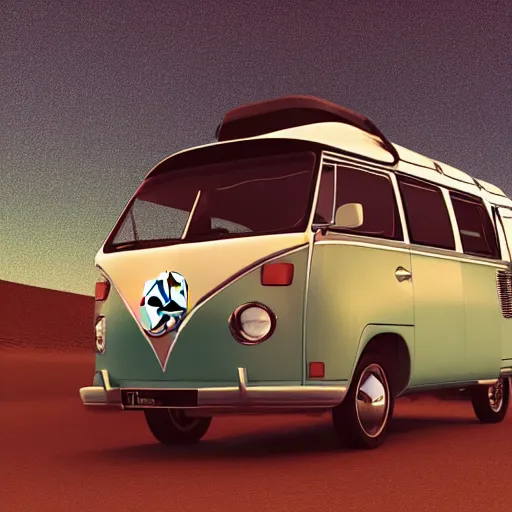 Prompt: a man wearing a hawaiian shirt standing by a volkswagen camper on a desert highway, digital painting, masterpiece, digital art, concept art, octane render, unreal engine 5, trending on deviantart, highly detailed, high quality, 4 k, realistic and detailed face, cinematic, high coherence, soft lighting, path traced, elegant, long black hair, cowboy hat,