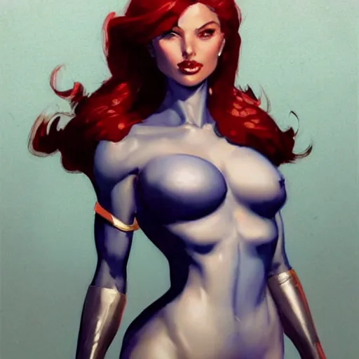 Image similar to portrait of beautiful Mystique from X-Men, League of Legend illustration by greg rutkowski:2, profile picture by Gil Elvgren:2, asymmetrical, Organic Painting, Ambient Occlusion:3, Matte Painting, bold shapes, hard edges, street art, trending on artstation, realistic:2 by Sachin Teng:5