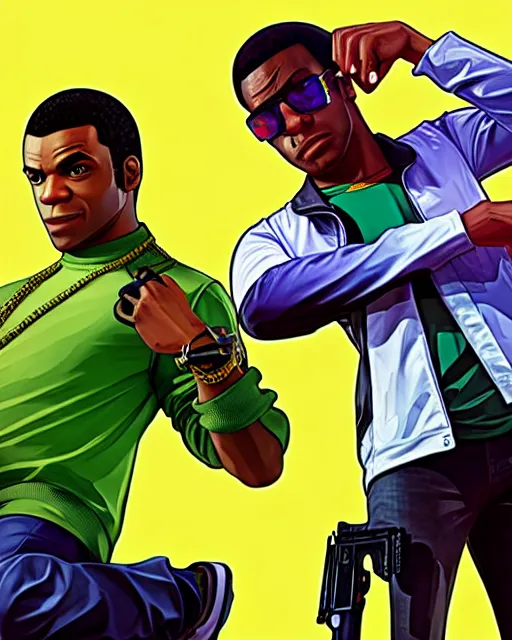 Image similar to gta 5, grand theft auto 5 cover art of lucio from overwatch