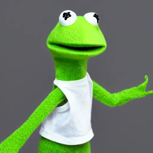 Prompt: kermit the frog sock puppet, photorealistic, very detailed, 4 k