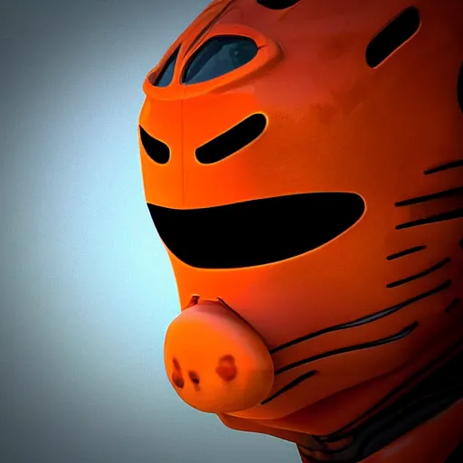 Prompt: garfield as the orange power ranger, digital photography, high detail