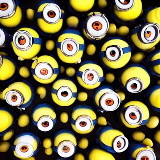 Image similar to photograph of minions from despicable me in a circle smoking bongs