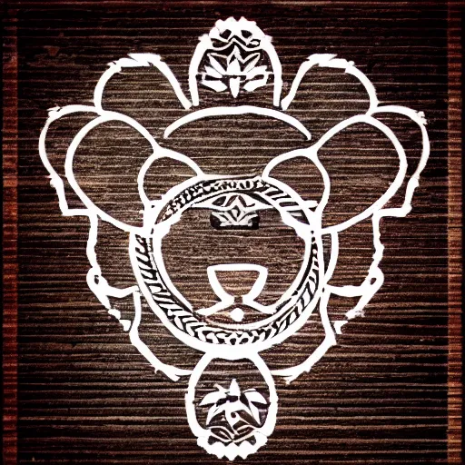 Prompt: tattoo design, stencil, bear, wreath surrounding bear