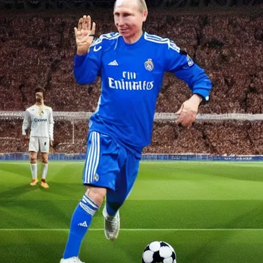 Image similar to Putin as Real Madrid football player