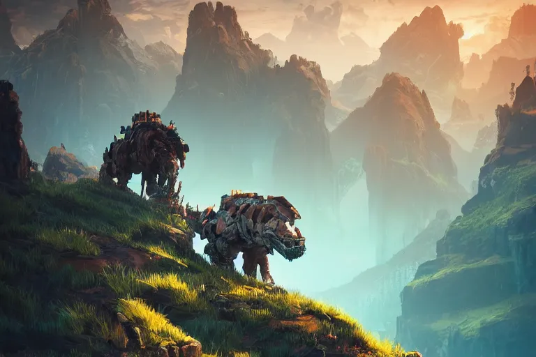 Image similar to tremortusk machine mecanical creature robot of horizon forbidden west horizon zero dawn bioluminiscence global illumination ray tracing hdr fanart arstation by ian pesty and alena aenami artworks in 4 k