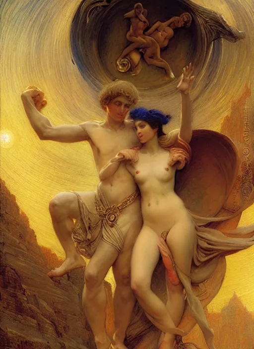 Image similar to the third sphere, venus : the lovers from dante's divine comedy. highly detailed painting by gaston bussiere, craig mullins, j. c. leyendecker 8 k