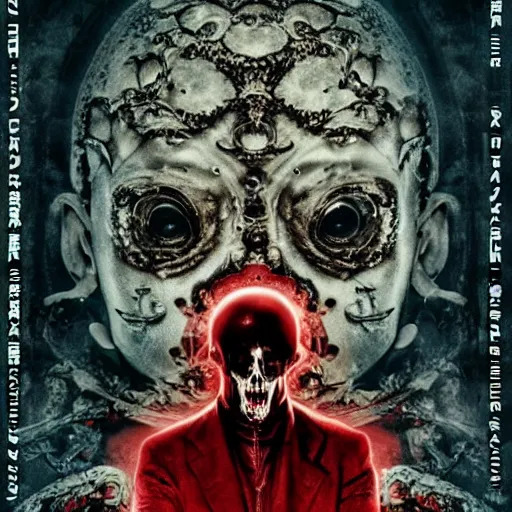 Prompt: ultra - photorealistic, new horror movie poster from takeshi miike, intricate details, sharp focus, perfect baroque like real project, symmetrical, perfect face and anatomy ultra - details.