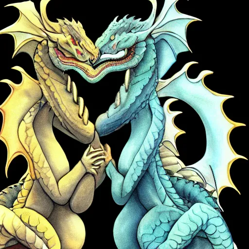 Image similar to two dragons hugging