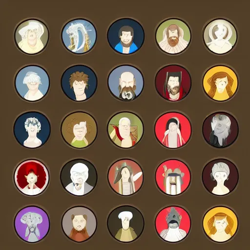 Prompt: full set of icons for each characters in Game of Thrones - n 6