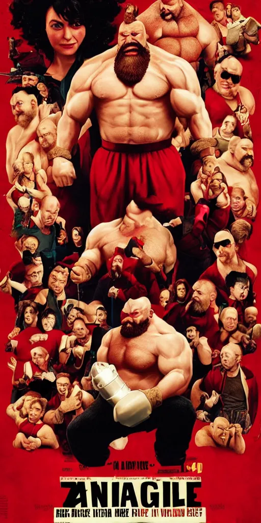 Image similar to movie poster of zangief starring in amelie