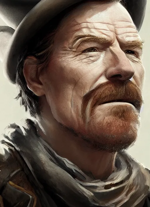 Image similar to bryan cranston as a cowboy, elegant, digital painting, concept art, smooth, sharp focus, illustration, from red read redemption by ruan jia and mandy jurgens and artgerm and william - adolphe bouguerea