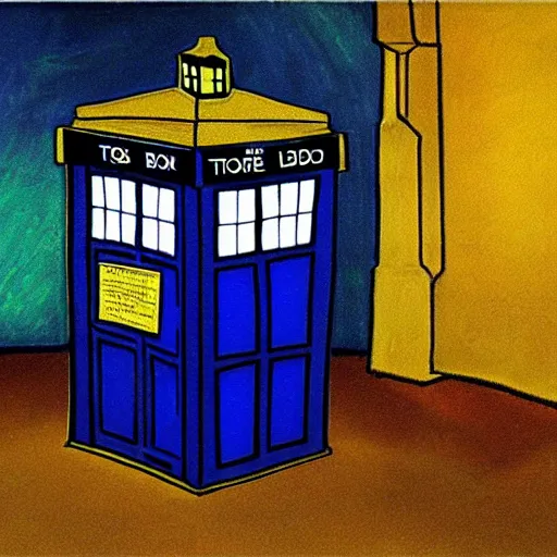 Prompt: a tardis by van gough