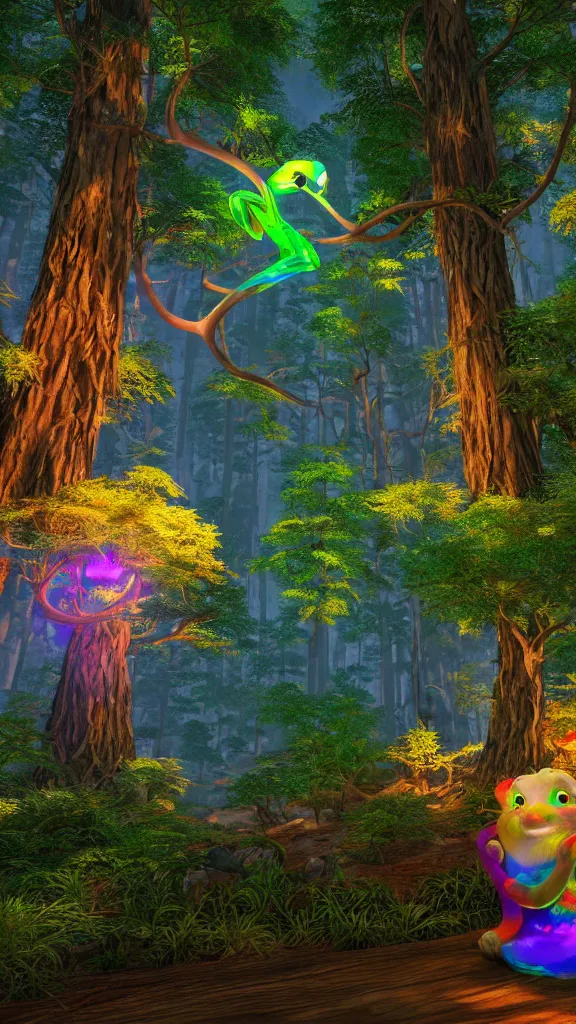 Prompt: spirit of forest, global illumination ray tracing hdr fanart arstation by sung choi and eric pfeiffer and gabriel garza and casper konefal bastion forged hardmesh lisa frank zbursh central