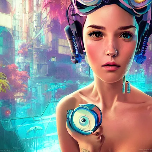 Image similar to lofi underwater cyberpunk instagram portrait, Pixar style, by Tristan Eaton Stanley Artgerm and Tom Bagshaw.