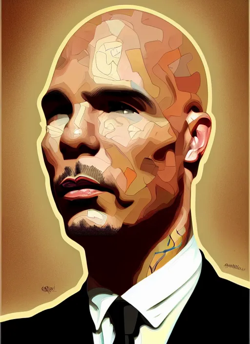 Prompt: oil portrait of pitbull the rapper, intricate, elegant, highly detailed, lighting, painting, artstation, smooth, illustration, art by greg rutowski and alphonse mucha