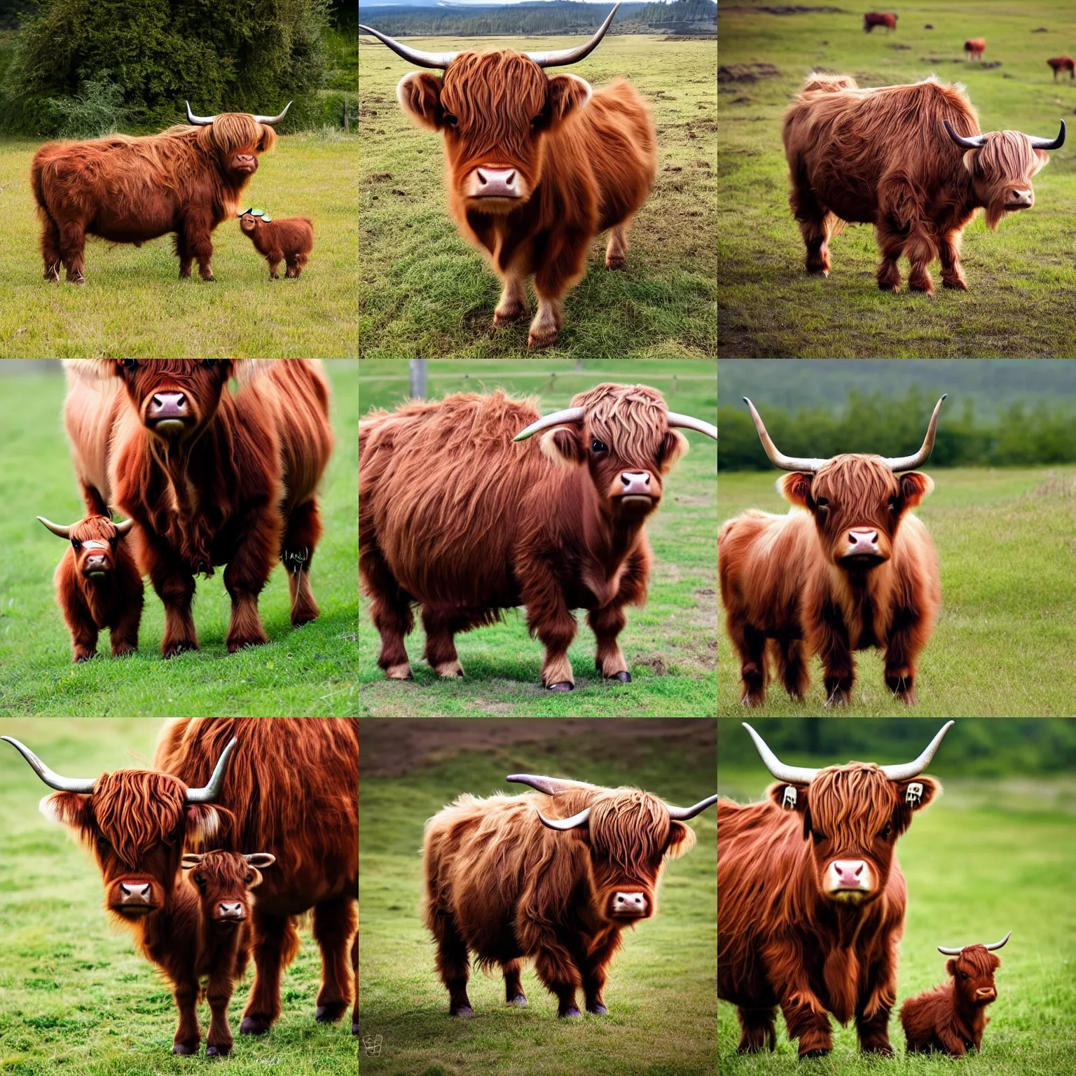Prompt: photo of cute highland cow, baby cow, calf, young, trending on arstation