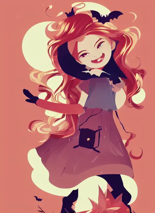 Image similar to little girl, toddler, with long blonde hair on halloween. clean cel shaded vector art. shutterstock. behance hd by lois van baarle, artgerm, helen huang, by makoto shinkai and ilya kuvshinov, rossdraws, illustration, art by ilya kuvshinov