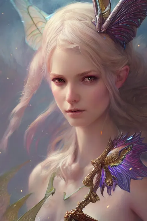 Image similar to fairy princess, highly detailed, d & d, fantasy, highly detailed, digital painting, trending on artstation, concept art, sharp focus, illustration, art by artgerm and greg rutkowski and magali villeneuve