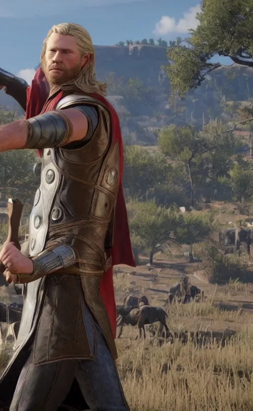 Prompt: thor in red dead redemption 2