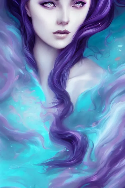 Prompt: beautiful sexy women made of swirling purple and aqua colored wind by charlie bowater, gorgeous, pretty, detailed