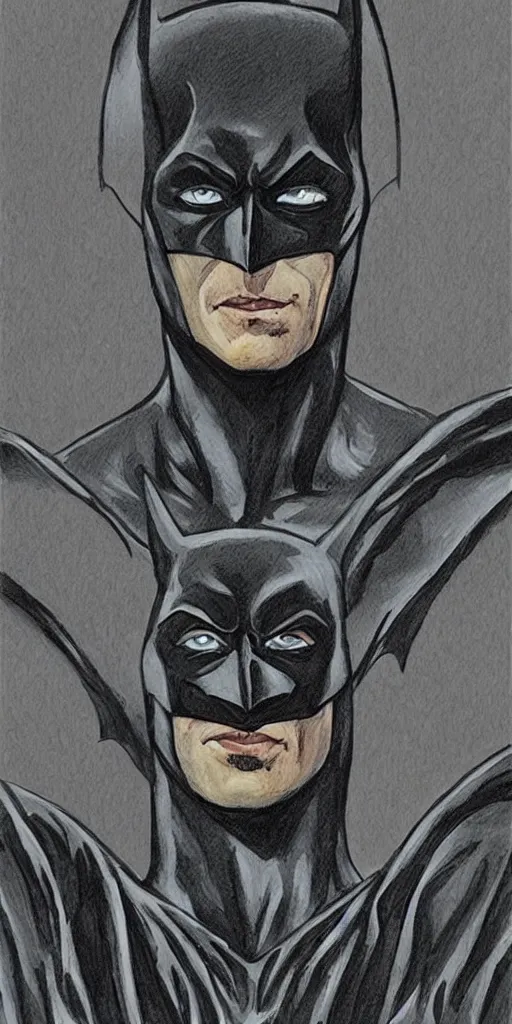 Image similar to portrait of batman, illustration, art by neil gaiman