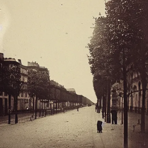Prompt: 1830s daguerrotype, very early photograph, very grainy photo, 1833 photograph of Paris