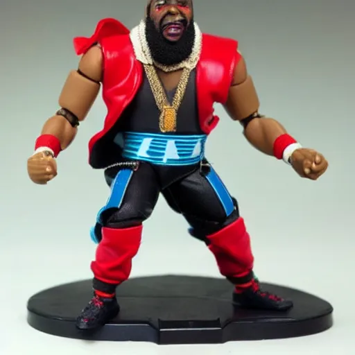 Image similar to action figure mr. t pop band, detailed facial expressions, 1 9 8 0 s aesthetic