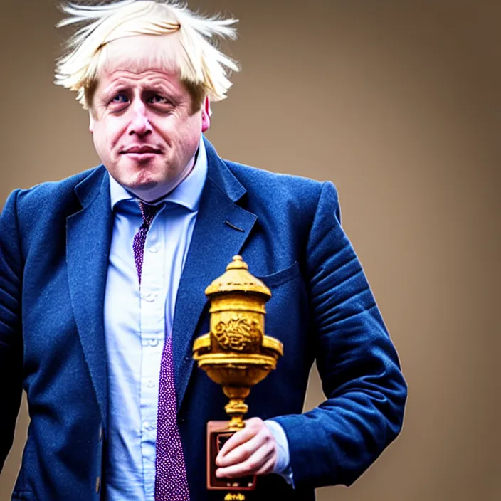 Prompt: full body photo of a boris johnson as a court jester, 8 k, hdr, smooth, sharp focus, high resolution, award - winning photo