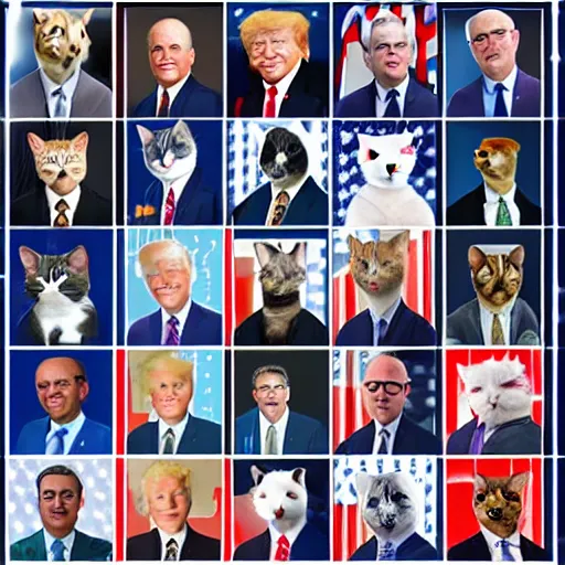 Image similar to a presidential election of cats, realistic 4k