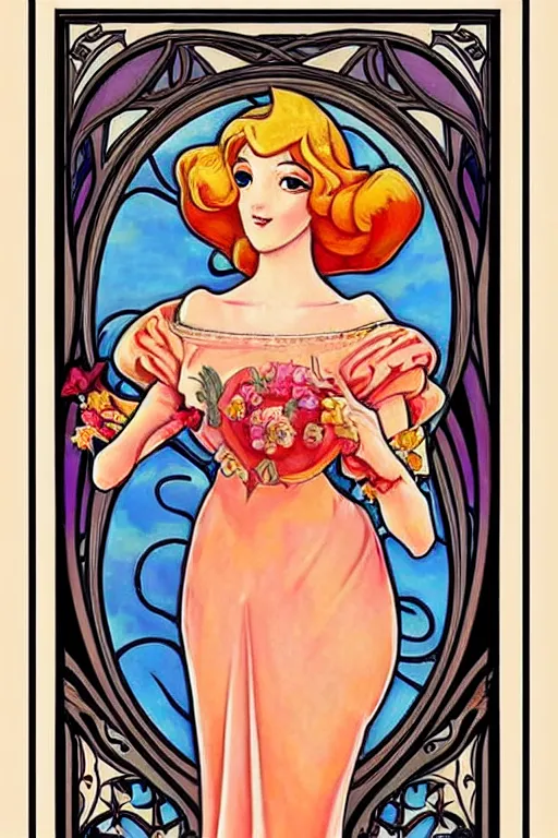 Prompt: beautiful art nouveau painting of princess - peach!!!!!!!!!