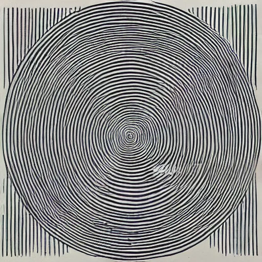 Image similar to an abstract drawing of hundreds of horizontal pencil lines on a white square, Sol LeWitt