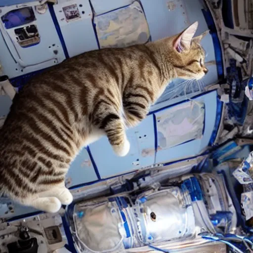 Image similar to Photo of cats floating inside the ISS