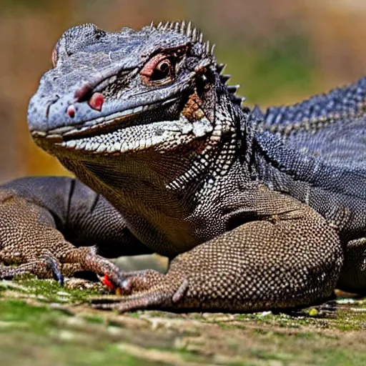 Prompt: a komodo dragon mixed with bearded dragon