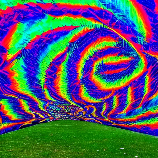 Prompt: psychedelic art of a park in new york