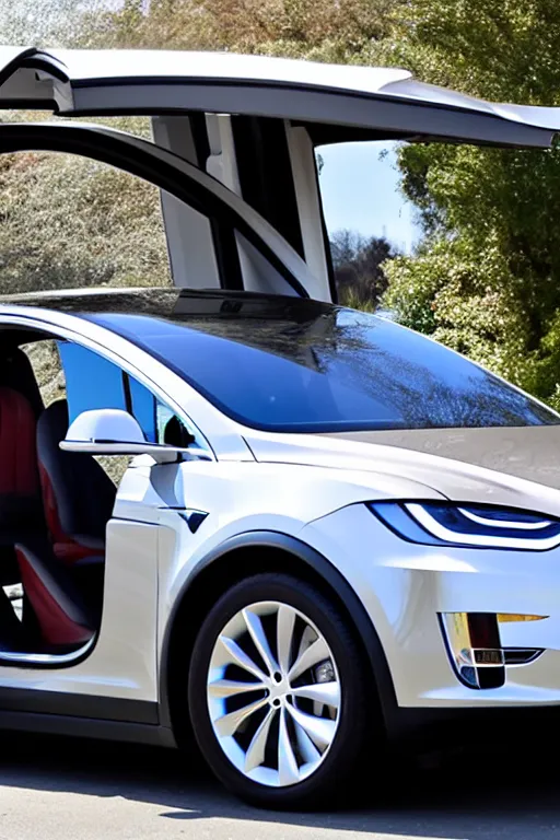 Prompt: Elon Musk driving a Tesla Model X