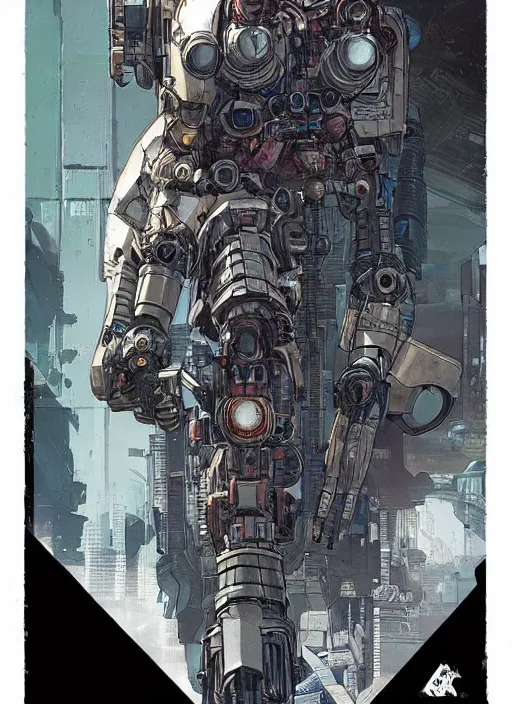 Image similar to cyberpunk pathfinder robot from apex legends character portrait, portrait by james gurney and laurie greasley and yoji shinkawa, concept art, intricate details, highly detailed, vintage sci - fi