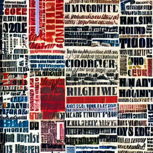 Prompt: typographic collage by Alan kitching