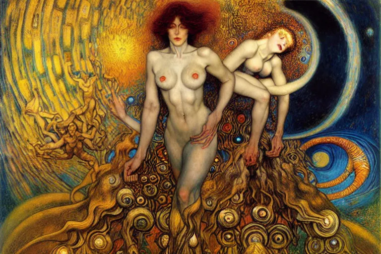 Image similar to Divine Chaos Engine by Karol Bak, Jean Delville, William Blake, Gustav Klimt, and Vincent Van Gogh, symbolist, visionary