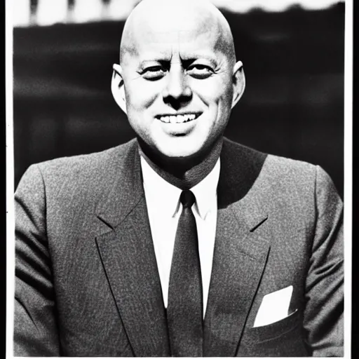 Image similar to b / w photo of jfk, no hair, bald