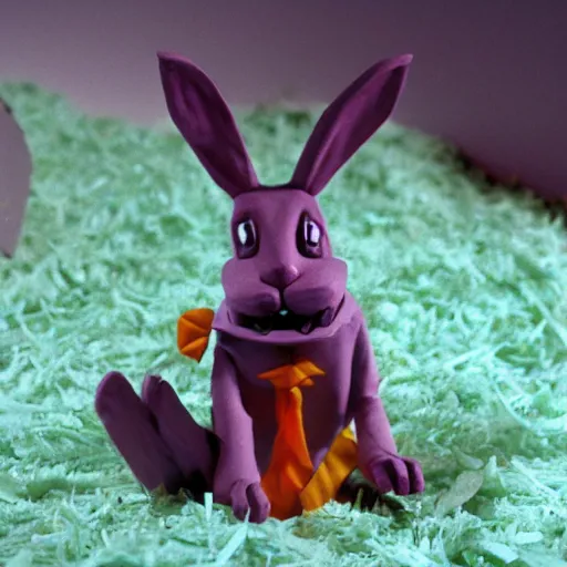 Image similar to the rabbit donnie darko, claymation,