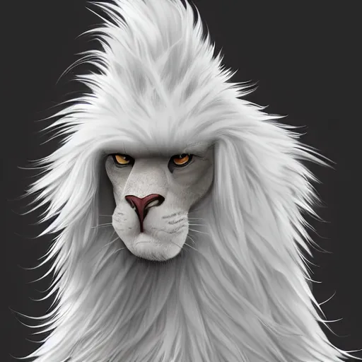 Prompt: extremely detailed cartoon portrait of a white panter with a very long fur and a wizard hat, fantasy, trending on artstation, heroic pose, illustration, highly detailed, profile picture, 8k