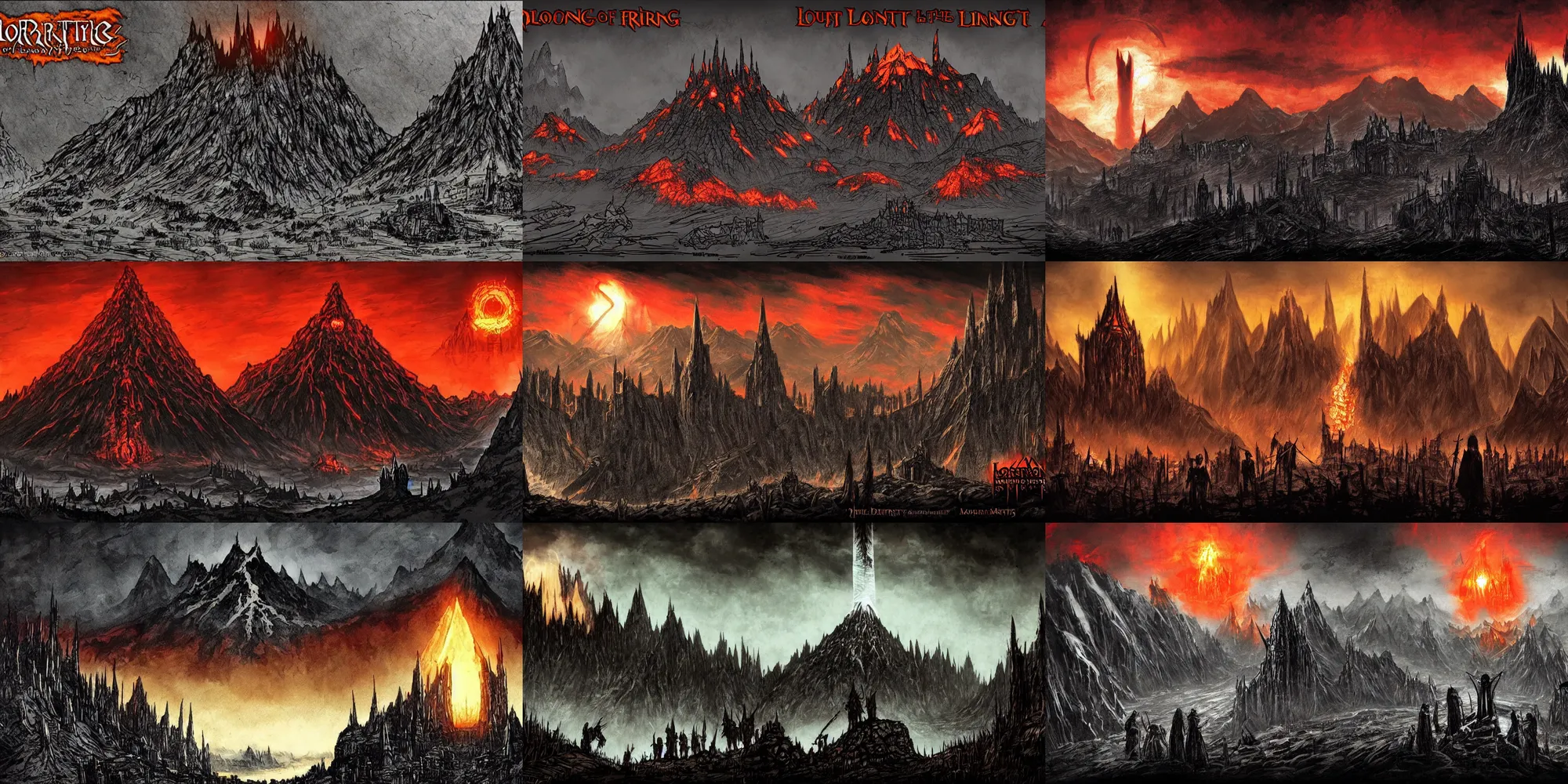 Prompt: Mordor from Lord of the Rings in the artstyle of Darkest Dungeon