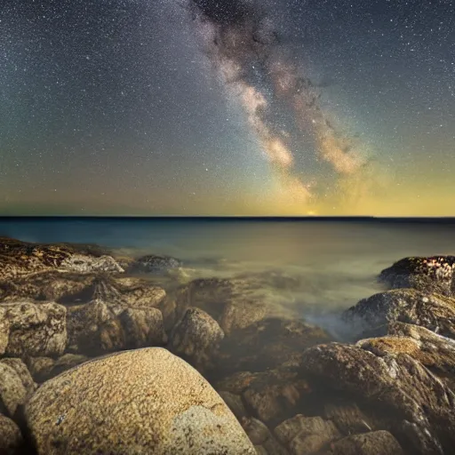 Image similar to rocky shore of the Bruce Peninsula on a starry night